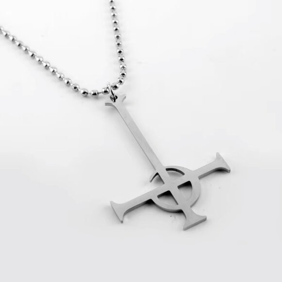 Ghost BC Necklace Nameless Ghost Band Crucifix Papa Emeritus Silver - Picture 3 of 4